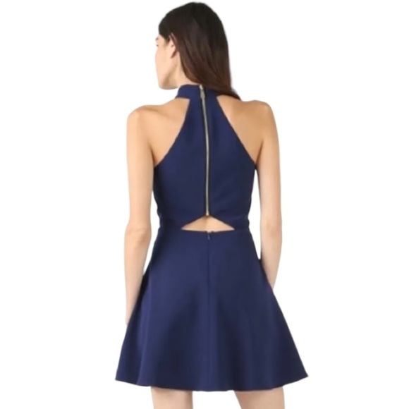 Jay Godfrey Navy Blue Cutout Halter Neck Skater Cocktail Dress Women’s 4 - Picture 2 of 14